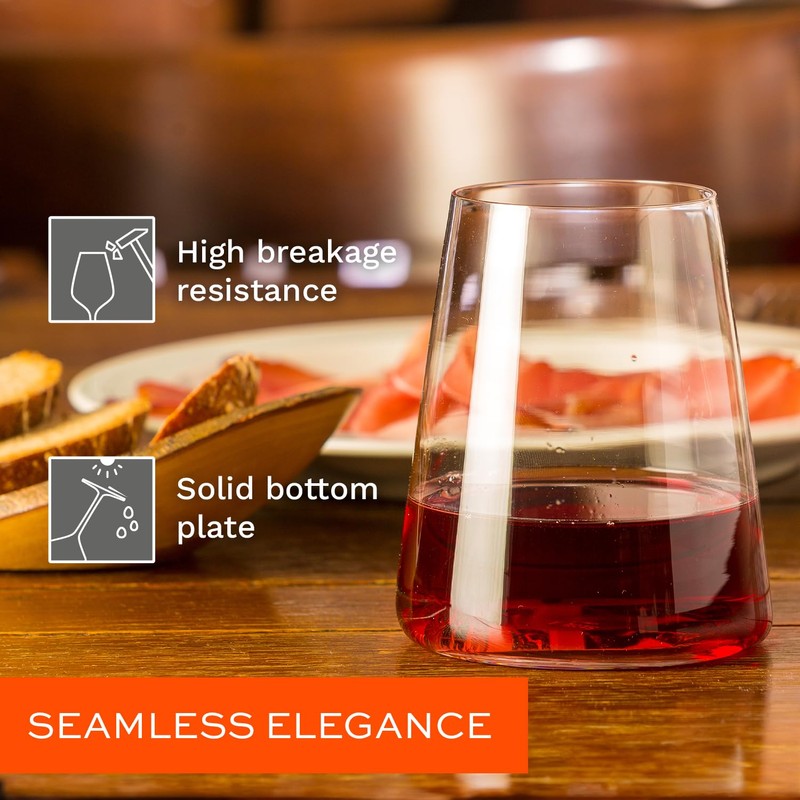 Stölzle Lausitz Stemless Red Wine Glasses Set of 4 (POWER).