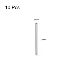 TOP-VIGOR 10Pcs 5mm x 40mm Dowel Pins Shelf Support Pegs, 304 Stainless Steel Cylindrical Shelf Support Pin Fasten Elements Silver Tone