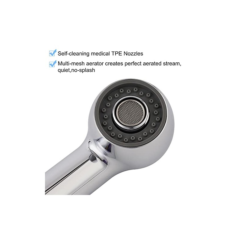 Hibbent Pull Out Sink Sprayer Head Replacement, 2 Function Kitchen
