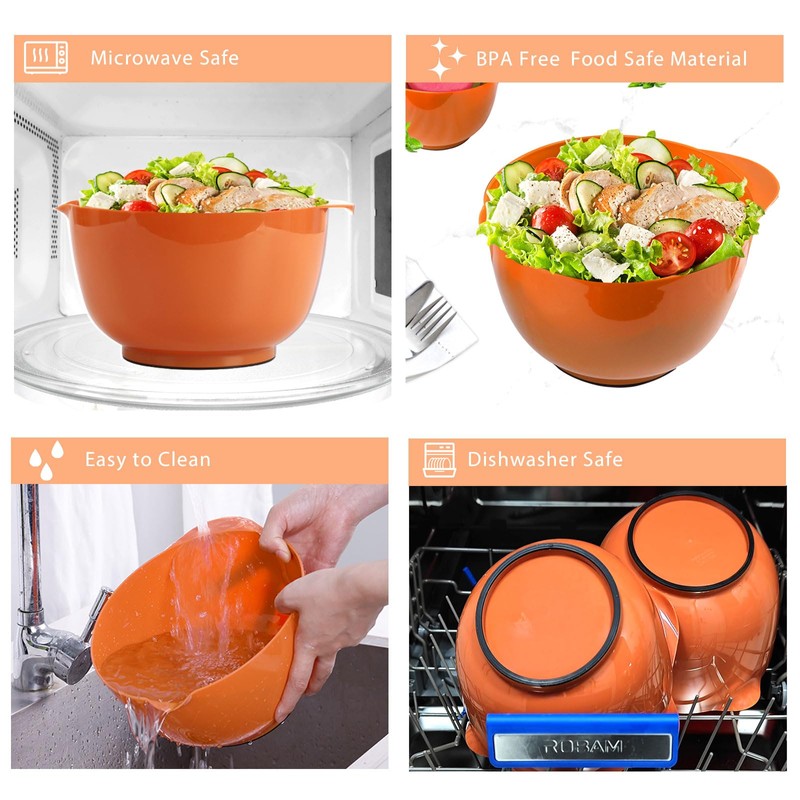 BoxedHome Nesting Plastic Mixing Bowl Set, 4 Piece Mixing Bowl