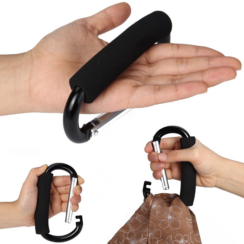 Large Stroller Hooks for Mommy, 2 pcs Carabiner Stroller Hook
