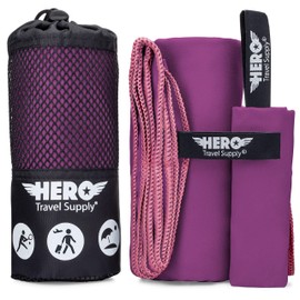 Hero - Toalla de microfibra para viajes, camping, mochileros, playa, gimnasio, 24 x 48 pulgadas (incluye toalla)