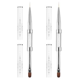 cobee 2 piezas de doble punta francesa cepillo de gel duro, cepillo de gel constructor de uñas, delineador de cepillo para diseño profesional de uñas