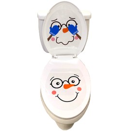 Iconikal 2-Piece Toilet Seat Cling Christmas Decoration Set, Funny Snowman