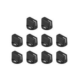 sourcing map 10Pcs 6.4mm Shaft Hole Guitar Ampere Effect Pedal Knobs Pointer Control Knobs with Set Screw Black