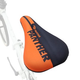 PANTHER Bicycle Saddle Cover, Cushion, Super Thick, Shock Absorption, Anti-Slip, Thai Irish Night Reflective Strips, Road Bike, Mountain Bike, Cross Bike -019 (Black x Orange)