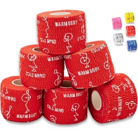 WARM BODY COLD MIND Weight Lifting Thumb Tape - Hook Grip Tape for Crossfit, Weightlifting Powerlifting Deadlift, Sticky & Stretchy Athletic Grip Tape (6 Rolls Red, 19ft x 1.85in)