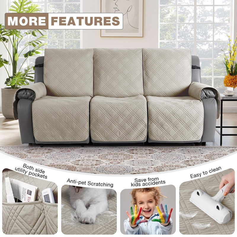TAOCOCO 100% Waterproof Recliner Sofa Covers 3 Seater Split Couch