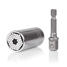 Universal Socket, Universal Socket, Compatible with 0.3 - 0.7 inches (7 - 19 mm) (1/4 - 3/4 inch) 2 pcs, 54 Steel Pins, Multi-functional, 2-Piece Set, Drill Adapter, Work Tool (Set of 2)