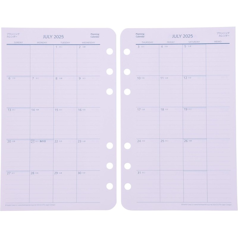 Franklin Planner Original Weekly Refill, 12 Month Edition, Starts July