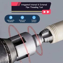 Pipe Thread Cutting Tool, Integrated Internal & External Threading Tool for Electric Drills, PVC Pipe Threader Kit with Rethreading Function, Compatible with 1/2" & 3/4" (DN15/DN20) Pipes (3/4")