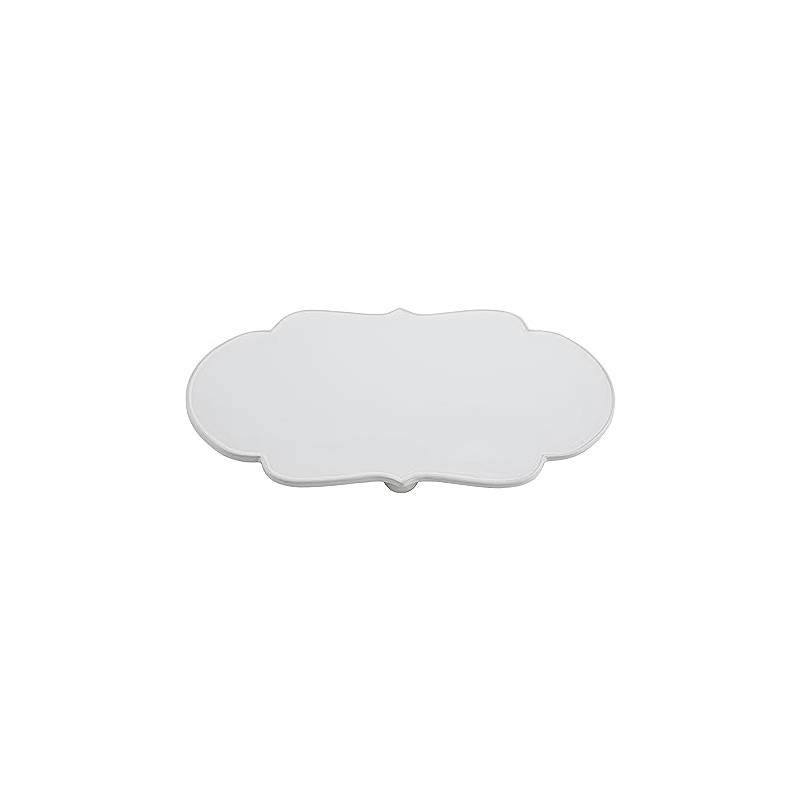 Mud Pie Happy Ceramic Serving Tray, 15" x 7.75", WHITE