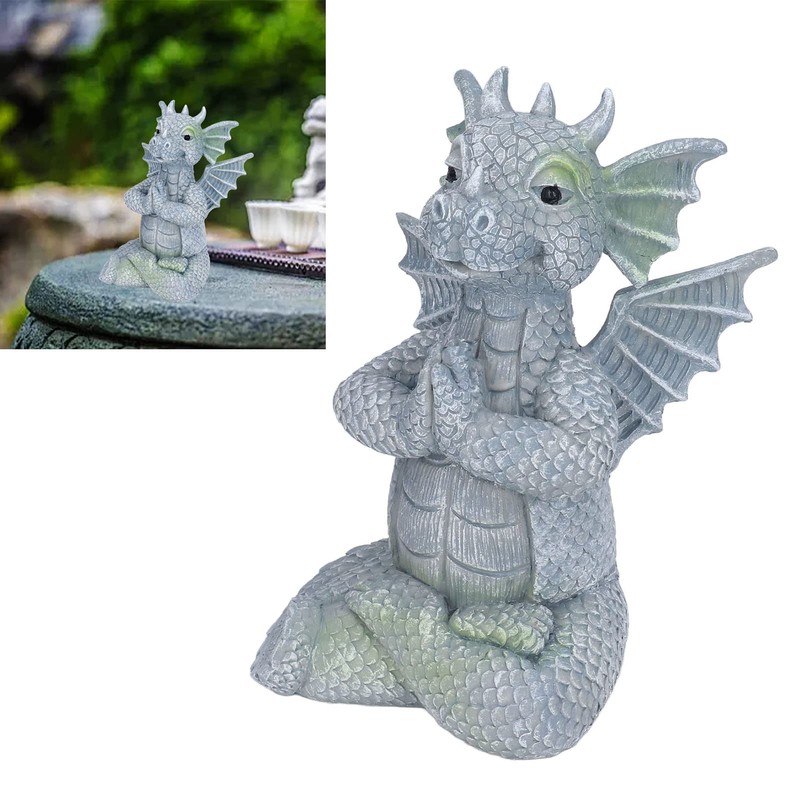 Small Dinosaur Sculpture Meditated Statue Home Ornament for Garden Tree