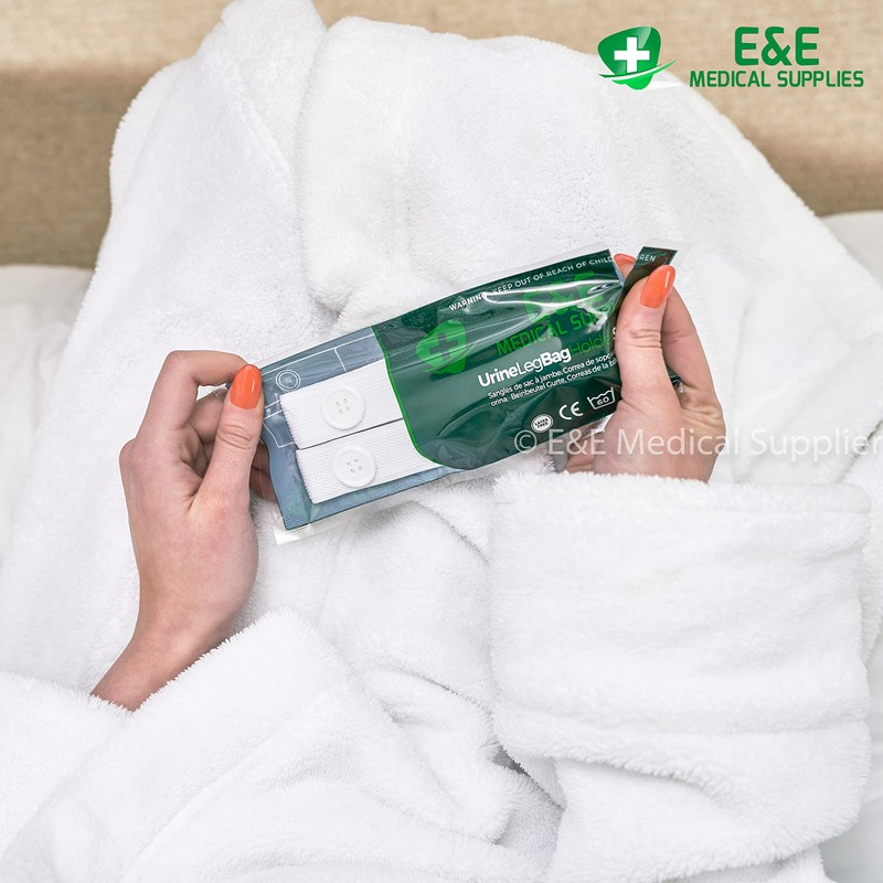 E&E Urine Leg Bag Holder Strap - Button Type, Non-Latex,