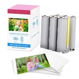 2 Pack Compatible Canon Selphy CP1300 Ink and Paper KP-108IN KP108 3 Color Ink Cartridges and 108 Sheets 4x6 Photo Paper Glossy for Canon Selphy CP1500, CP1300, CP1200, CP1000 Compact Photo Printers