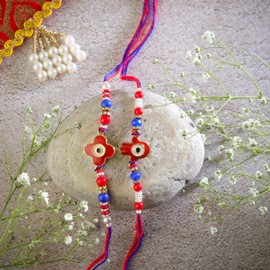 Set of 2 Rakhi for Brother Rakhi Thread for Bhabhi Bhaiya and Bhatiji veera Diwali Bhaidooj Rakhi Set Dora Bracelet Kalwa with gift Pack in Red Bag for Brother Sister Indian Traditional Festival