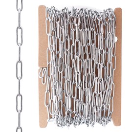 THREENEST 16.4-Feet Width 4mm Stainless Steel Paperclip Chains, Soldered Cable Long Craft Chain for Necklace Bracelet Earring Jewelry Making (2202-5M)