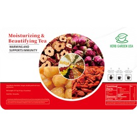 HERB GARDEN USA Moisturizing & Beautifying Tea | Red Dates, Longan, Rose, Goji Berries | 277g (18.5g x 15 Cans) | Herbal Wellness Tea for Radiant Skin & Energy Boost