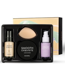 AmiCera Foundation Set, 4Pcs Liquid Foundation Sets Matte Liquid Full Coverage with Face Primer Makeup Sponge Makeup Set, Make up Full Coverage Kit, Travel Kit for Women & Girl (02#)