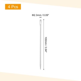 uxcell 1 Set Large Eye Needle, 3.94" 2.3mm Steel Embroidery Thread Needle Sewing Big Eye Needle Knitting Needles for Hand Sewing Art Crafts, Silver