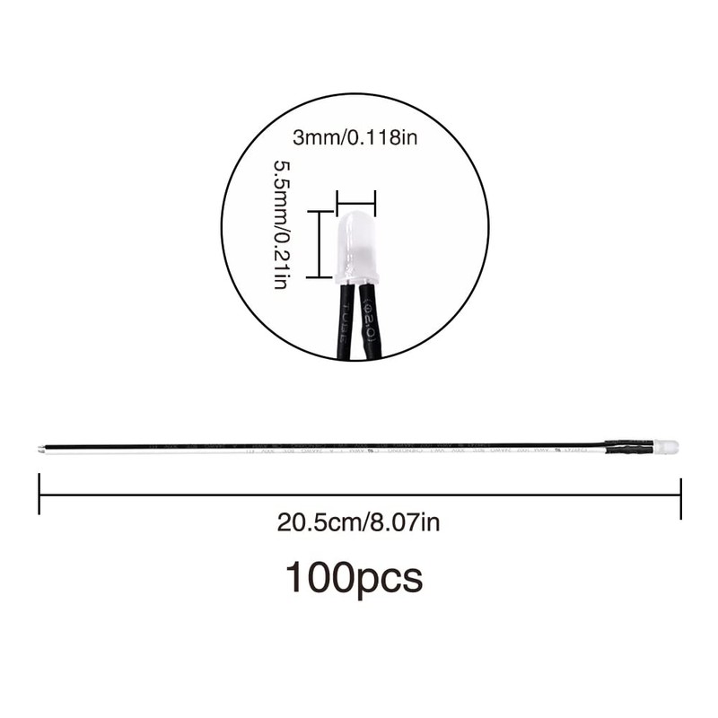 YIXISI 100 PCS 3mm LED Diodes Light with Diffused Colored