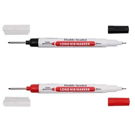 Cali&Brita Nib Length: 0.8 inches (20 mm). Oil-based Pen, Fine Brush, 0.02/0.03 inch (0.5/0.7 mm), Long Nib, Double Marker, Hobby, DIY, Architecture, Steps, Set of 2 Red and Black
