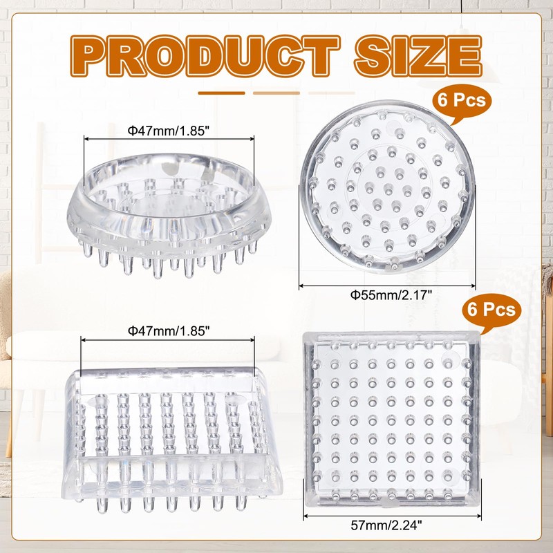 PATIKIL Round and Square Spike Carpet Protector, 12 Pcs Plastic