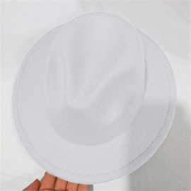 Kid Fedora Hat Solid Color Toddler Jazz Hats Classic Wide Brim Cowboy Hats Panama Dress Hat for Boys Girls (A-White, 4_years-10_Years)