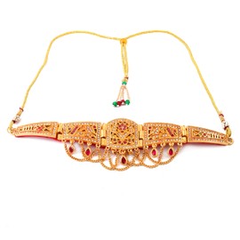 JewarHaat Indian Bollywood Kundan Polki Ad Cz Gold Tone Jewelry Set for Women and Girls, Medium, Brass, Cubic Zirconia