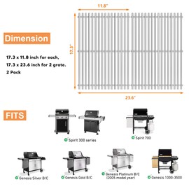 Hisencn 7639 Cooking Grates for Weber Spirit I & II 300 Series E310, E320, S310 S320, 17.3 Inch Stainless Steel Grids for Spirit 700, Genesis Silver B C, Genesis Gold B C, Genesis Platinum B C
