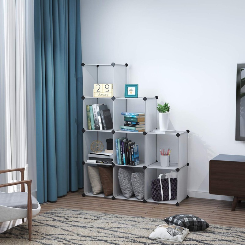 C&AHOME Cube Storage, 9-Cube BookShelf, Plastic Closet Cabinet Organizer, DIY