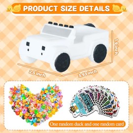 Juego de mini pato de goma, decoración blanca de moda para automóvil con configuración sin esfuerzo de 10 segundos y tarjeta aleatoria, banda de goma 