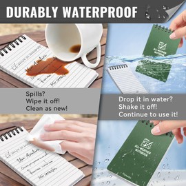 POPYOLA 6 Pack Waterproof Pocket Notebook, 3x5 Pocket Notepad, Weatherproof Mini Spiral Notepad, Police Notepad with 100 Squared Pages for Outdoor Home Office School
