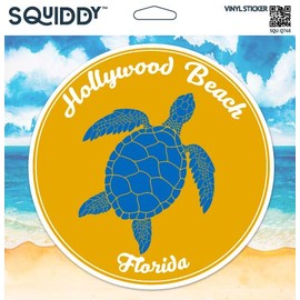 Squiddy Hollywood Beach Florida Vacation Beach Town - Vinyl Sticker - Large Size (11" high)