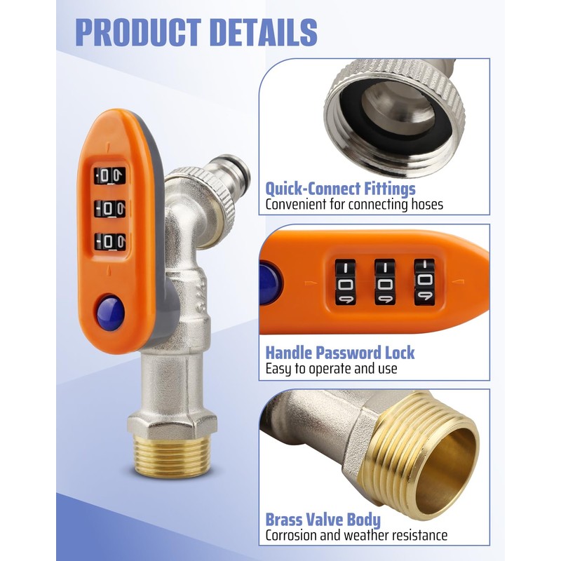 Quwfesudy Upgraded Outdoor Faucet Lock System - Gate Valve LockoutDevice,