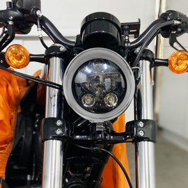 HCmotorku Motorcycle 5.75 Inch Headlight Trim Ring Visor Style Headlight Fit for Harley Sportster XL 883 883N 1200 Dyna Softail FXLR FXST FXSTB Chrome