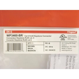 Legrand  On-Q NEW Legrand On-Q WP3460-BR CAT 6 RJ45 Keystone Connector Brown M20 8P IDC (T56)
