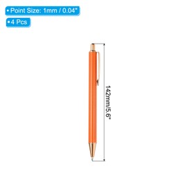 PATIKIL Metal Ballpoint Pen, 4Pcs Retractable Pens Black Ink 1.0mm Point Stylish for Women Gift Teacher Office Note Taking Journaling Style 2, Orange
