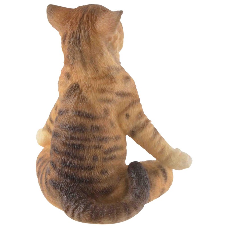 Yoga Cat in Lotus Seat, Made of Artificial Stone, Coloured