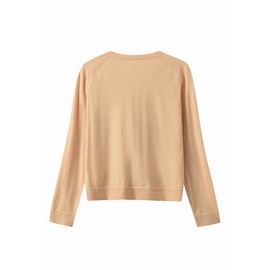 Women's Merino Wool Sweater Casual Lightweight V Neck Raglan Sleeve Knit Top Loose Pullover_Camel_Medium