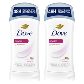 Dove Invisible Solid Antiperspirant Deodorant Stick for Women, Powder, For All Day Underarm Sweat & Odor Protection 2.6 oz 2 Count