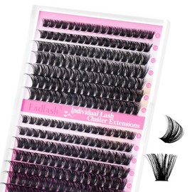 FADLASH Individual Eyelash Clusters, Lashes, Natural, D Curl, Mix, 8-16 Segments, Wide Base, Individual Eyelashes for Eye Make-Up, DIY Eyelash Extension (100P+200P-0.07D-8-16)