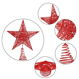 SUNCHE Christmas Tree Star Topper, Christmas Star Tree Topper, Star for Christmas Tree Topper, Glitter Metal Star for Christmas Tree New Year Party, 20 cm, Red