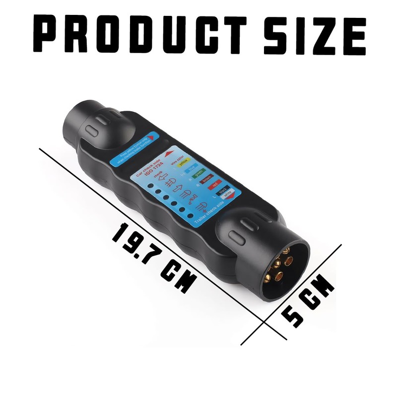 CGEAMDY 7-Pin Trailer Tester Socket, Trailer Light Tester Plug, 12V