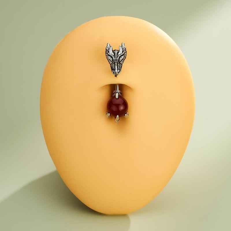 Oufer 14G Dragon and Claw Belly Button Ring - Color: