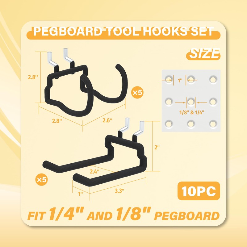 BFPeaky Heavy Duty Pegboard Hooks - Pegboard Organizer Accessories Kit
