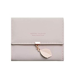 Cartera Para Mujer, Tarjeteros Para Mujer, Monedero Pequeño Con Bloqueo Rfid, Cartera Dama Con Hoja Adorno Colgante Chica Niña Para Regalo (Rosa)