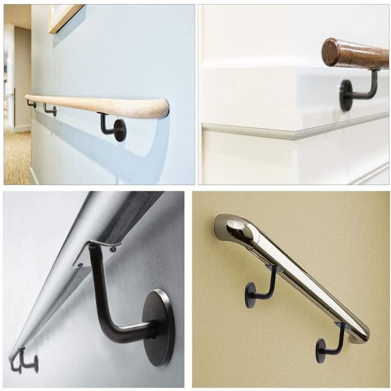 4 Pieces Handrail Brackets, Wall Mount Wooden Railing, Stair Railing