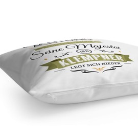 Fashionalarm His Majesty the Plumber Cushion - 40 x 40 cm with Filling | Funny Gift Idea for Spengler Tin Craftsman Profession Job Work, White 40 x 40 cm