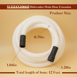 YUXIVCNE WD24X10065 12 Feet Dishwasher Drain Hose Extension Replacement for GE Parts 5/8 or 7/8-Inch Outlets Replace 3028711 AP5793010 PS8756368